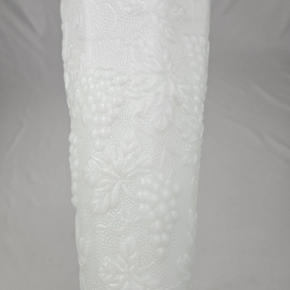 Westmorland Milk Glass Flower Vase Vintage Raised Grape Pattern